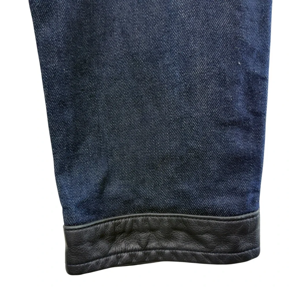 G Star Raw 30 Y Jeans Dark Wash Moto Double Knee Leather Trim Men's Size‎ 32x28